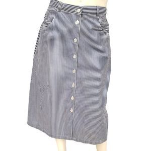 Vintage 80's Seersucker Striped Midi Skirt size 14